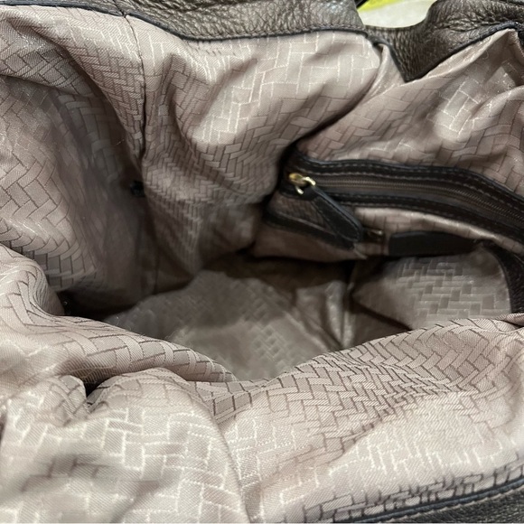 Cole Haan Womens Metallic Brown Leather Tassel Drawstring Satchel Handbag Bronze - Picture 8 of 16